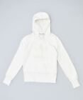Adidas grafischer Damen-Hoodie-Pullover EU 38 klein weiß Baumwolle CV09