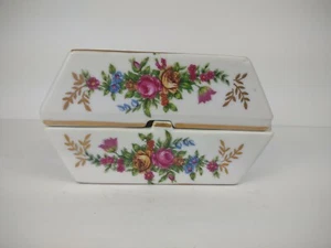 Antik Vintage Porzellan Aschenbecher Schmuckkästchen Blumen Rosen Japan Set Gold Rosa - Bild 1 von 12