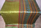 BVH Pure silk Antique Vintage Sari Fabric 4Y CRAFT V1 E460 Yellow Green #ABD1P