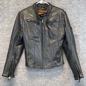FIRST CLASSICS Motorcycle Jacket Women's Small Black Full Zip Leather Thinsulate - Picture 1 of 15