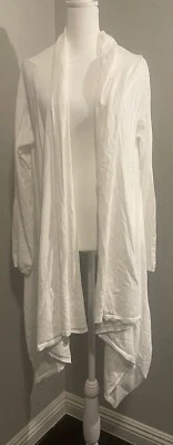 DKNY Donna Karen White Cardigan Open Front, Asymmetrical Hem, Women’s Small - Image 1 of 4