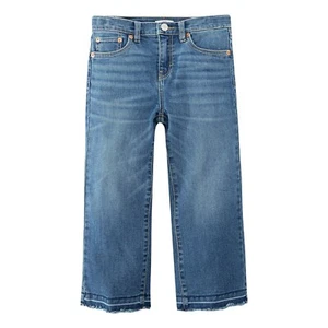 Levi's Girls' Cropped Wide Leg Slim Fit Mid Rise Dark Wash Demin Jeans, Size 10 - Picture 1 of 3