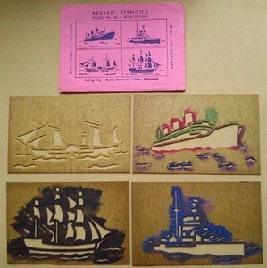 Reeves Stencils Packet No 18 Vintage Ships Paddle Steamer Liner Battleship Sail - Picture 1 of 11