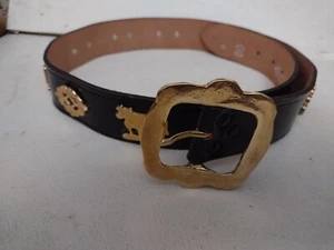 TOPFER Black Leather Gold Buckle and designs Sz 85 (US 34),  Bavaria, Germany - Picture 1 of 9