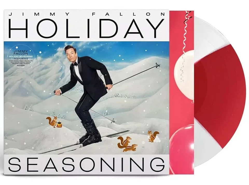 JIMMY FALLON HOLIDAY SEASONING PEPPERMINT SWIRL RED WHITE VINYL LP RECORD ALBUM - Image 1 of 4