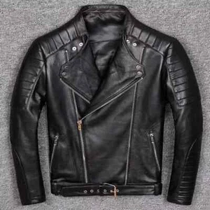 Men's Motorcycle Genuine Lambskin Leather Biker Designer Quilted Vintage Jacket - Picture 1 of 4