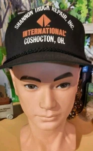 Vtg Shannon International Truck Repair Coshocton Rope Snapback Trucker Hat USA - Picture 1 of 7