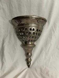 Silver Metal Wall Sconce Shelf Ornate Made In India - Picture 1 of 10