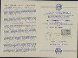 US 1951 UNITED CONFEDERATE VETERANS FDC CEREMONY PROGRAM SIGNED - Picture 1 of 2