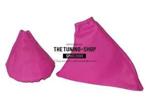 For Fiat 500 07-15 Gear & Handbrake Boot Pink Leather - Picture 1 of 5