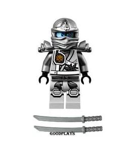 LEGO NINJAGO MINIFIGURA ZANE GRIS TITAN NINJA con 2 ESPADAS 70748 Nuevo - Imagen 1 de 1