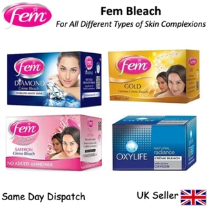 Dabur Fem Cream Creme Bleach Face Skin Whitening - Diamond Gold Saffron Oxylife - Picture 1 of 5