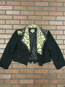Vintage City Girl Nancy Bolen Blazer Snake Cheetah Print USA 90s Womens 8 - Picture 1 of 12