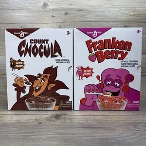 Count Chocula 5.5" & Franken Berry 6" Action Figure SEALED Cereal Box Looking - Picture 1 of 17