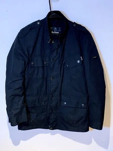 BARBOUR INTERNATIONAL SAXONY WAX BLACK COTTON WAX MOTORCYCLE JACKET SIZE SMALL - Picture 1 of 8