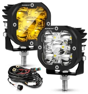 AUXBEAM 3"in LED Light Cube Bar Spot Pods Amber White Driving Fog Lamp Offroad - Picture 1 of 12