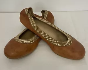 STUART WEITZMAN Ladies Cognac Leather Flats Size 7.5 Ballet Flats Casual Slip On - Picture 1 of 7