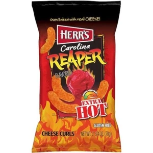 Herr's CAROLINA REAPER Extra Hot Oven Baked Real Cheese Curls 6Oz 1 Bag  - Picture 1 of 3