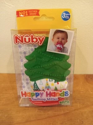 Nuby Happy Hands Teething Mitten Christmas Tree Holiday Baby Gift BPA Free - Image 1 of 2