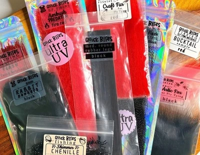 Kit de material para atar moscas - Rojo y negro - Paquete para atar moscas para serpentinas Foto 1 de 4