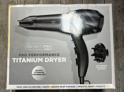 Secador de pelo InfinitiPRO by Conair 1875 vatios negro titanio 461N *NUEVA CAJA DAÑADA* Foto 1 de 4
