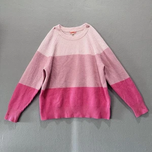 J. Crew Cashmere Sweater Size S Colorblock Pink Relaxed Crewneck Ribbed - Picture 1 of 8