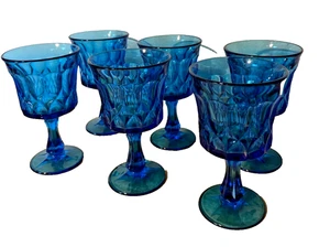 Noritake Perspective Blue Water Wine Goblets Set of 6 MCM Vintage 1970s 8oz - Picture 1 of 12