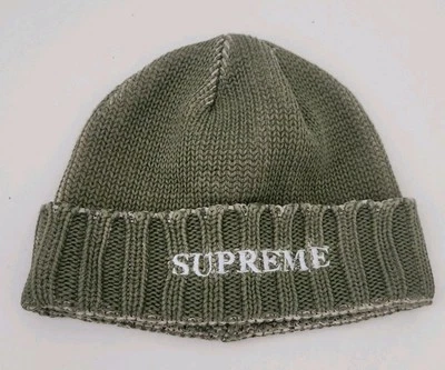 Bonnet Supreme Overprint SS22 En Coton Olive Vert - Photo 1/4