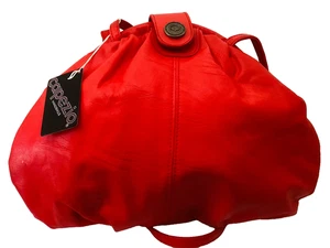 Capezio Red Leather Slouchy Hobo Bag Shoulder Purse Soft Foldover Tote NWT - Picture 1 of 4