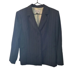 Set completo gonna Kasper Petite 12P vintage anni 90 nero gessato carriera - Foto 1 di 8