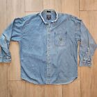 Vintage Chaps Ralph Lauren Shirt Mens XL Blue Long Sleeve 90s Dad Button Denim