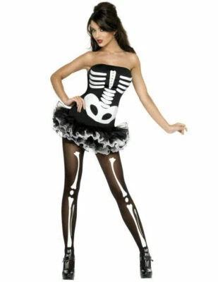 SMIFFYS Damen Halloween Sexy Skelett Tutu Kostüm UK 4-6