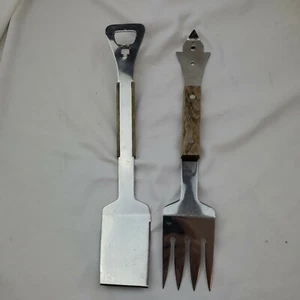 Vintage VERNCO Mid Century Modern BBQ Stainless Wood Grill Tools Utensils Japan - Picture 1 of 12