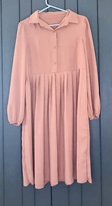 Vestido midi plisado rosa polvoriento talla 6 Prairie Cottage Core Coqueta Boho Modesto - Imagen 1 de 3