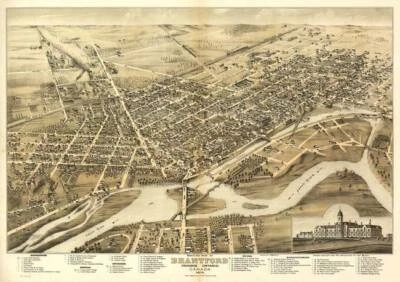 Poster - Brantford Canada Vintage Pictorial Map (1875) - Image 1 of 4