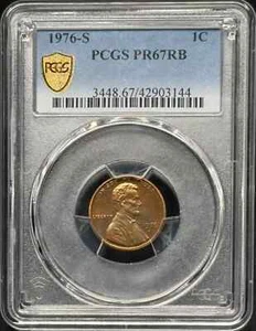 1975 S Lincoln Wheat Cent PCGS PR-67 RB Rainbow Toning - Picture 1 of 3
