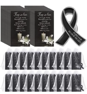 120 Set Funeral Ribbon Pins Ribbon Awareness Lapel Pin Remembrance Ribbon Black - Picture 1 of 5