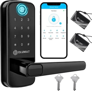 Cerradura de puerta inteligente, OLUMAT cerradura de puerta de entrada sin llave cerradura de puerta con huella digital con teclado - Imagen 1 de 7