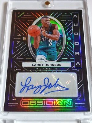 Panini Obsidian Larry Johnson 2021 automático holo/99 autógrafos Aurora - raro Foto 1 de 4