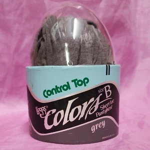 Vintage Leggs Pantyhose Colors Sheer Toe Size B Grey New In Egg Package - Picture 1 of 5