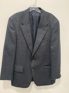 Ralph Lauren Men's Sz 42R Wool Blazer Sport Coat 2 button checked Gray Blue - Picture 1 of 12