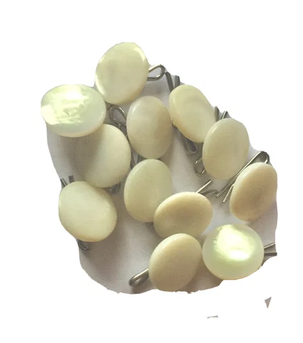 Antique Mother of Pearl Metal Shank Buttons with Fasteners 5/8" Set of 12 Cover