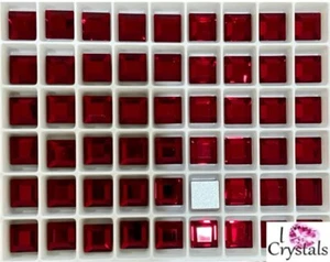 SIAM Dark Red 8mm 36 pieces SQUARE IHC Austria Crystal Flatback 2400 Rhinestones - Picture 1 of 3