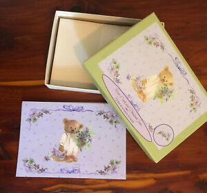 Vtg Hallmark MARY HAMILTON Bear In Garden Blank Note Greeting Cards 10 Box New