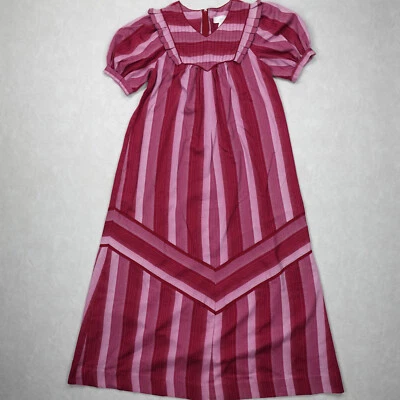 Vestido Liberty House Para Mujer Pequeño 7 Rosa Rayas Manga Abullonada Maxi De Colección Hawaii Foto 1 de 4
