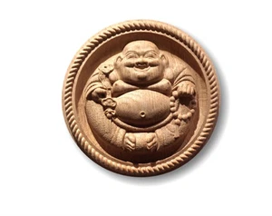 Laughing Buddha Round Medallion Wall Plaque  6" D. - Picture 1 of 6