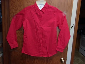 BRAND NEW PORT AUTHORITY LADY'S CLASSIC RED BUTTOM FRONT LONG SLEEVE DRESS SHIRT - Picture 1 of 4