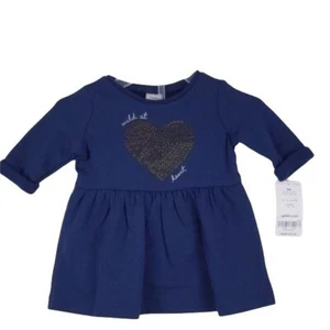 Vestido Carter's Azul Marino con Lentejuelas Doradas Corazón (NUEVO CON ETIQUETAS) Talla 3M - Imagen 1 de 8
