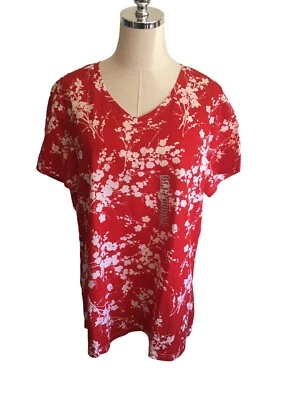Lo último Camisa Algodón Talla XL Top Roja Manga Corta Blanca Lagenlook NUEVA Foto 1 de 4