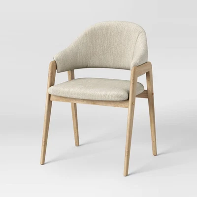 Ingleside Open Back Upholstered Wood Frame Dining Chair Cream/Natural Wood - - Image 1 of 4